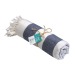 Serviette de plage / paréo en coton recyclé de 180g/m² avec frange, mesure 90x170cm cadeau d’entreprise