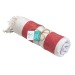 Serviette de plage / paréo en coton recyclé de 180g/m² avec frange, mesure 90x170cm cadeau d’entreprise