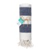 Serviette de plage / paréo en coton recyclé de 180g/m² avec frange, mesure 90x170cm cadeau d’entreprise