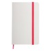 Cuaderno blanco con una banda elástica de color en la tapa dura regalo de empresa
