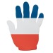 Main tricolore en mousse, main de supporter et main en mousse publicitaire