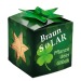 Pot cube bois mini avec bulbes de trèfle à 4 feuilles en boite Star-Box - sans gravure laser, trèfle à 4 feuilles publicitaire