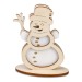 Carte de voeux Premium avec figurines feutrine et bois - Premium 4/0-c - Bonhomme de neige, décoration et objet de Noël publicitaire