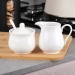 Sucrier et crémier, porcelaine blanche, 3 pièces, sucrier publicitaire