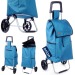 Chariot de courses avec sac, bleu, 40 l, poussette à marché ou cabas à roulettes publicitaire
