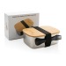 Lunchbox aus Stahl mit Bambusdeckel und Schöpfkelle Geschäftsgeschenk