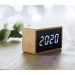 Réveil LED boîtier en bambou, horloge écologique publicitaire