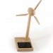 Mini eolienne bois 17 cm panneau solaire sur socle, moulin à vent, fleur et hélice éolienne publicitaire