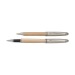 Ballpoint and rollerball pen wooden set, Set with roller pen promotional