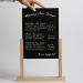 Porte-visuel/menu socle bois 2 montants ardoise 1/3 A4 210x105 cadeau d’entreprise