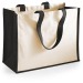 Two-tone jute shopping tote bag, shopping bag promotional