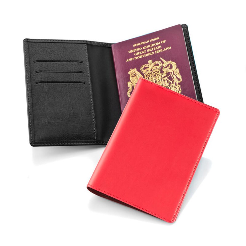 Protège passeport 100 % cuir véritable dans une boîte cadeau 