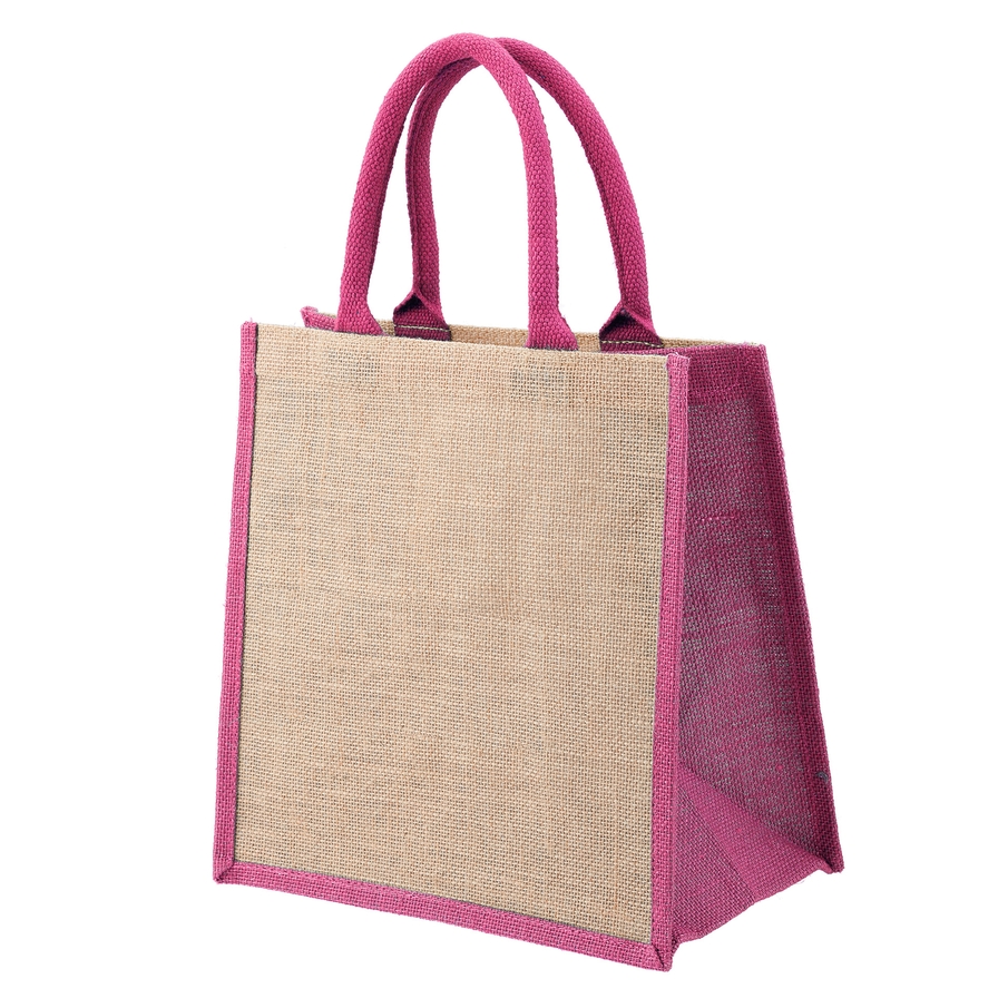 Pink Blue Purple Green 30 x 30 x 20 cm Jute Hessian Shopping Tote Bag 