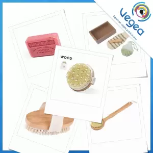 Accessoires ou produits exfoliants pour gommage, personnalisés avec votre logo | Goodies Vegea