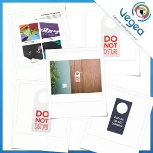 Accroche-porte ou pancarte de poignée de porte publicitaire, personnalisable avec votre logo | Goodies Vegea