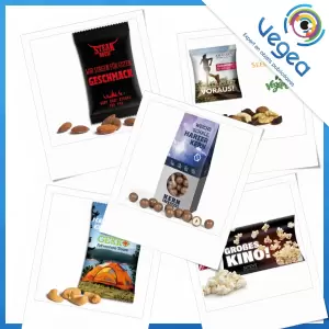 Snacks Seeberger publicitaires personnalisés avec votre logo | Goodies Vegea