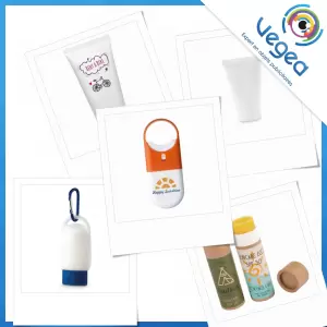 Crème solaire publicitaire, personnalisée avec votre logo | Goodies Vegea