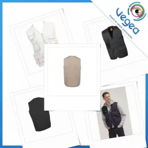 Gilet multi-poches ou veste reporter publicitaire, personnalisée avec votre logo | Goodies Vegea