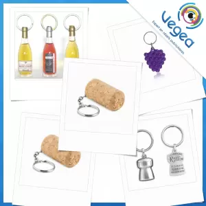 Porte-clés publicitaire avec bouteille de vin | Porte-clés bouteilles de vin personnalisés avec logo