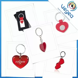 Porte-clés publicitaire avec un cœur, personnalisé avec votre logo | Goodies Vegea