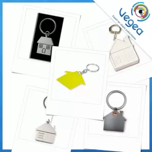 Porte-clés publicitaire maison | Porte clés maison personnalisés avec logo | Goodies Vegea
