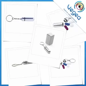 Porte-clés publicitaire avec pilulier | Porte-clés avec pilulier personnalisé avec logo