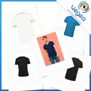 T-shirt publicitaire col V, personnalisé avec votre logo | Goodies Vegea