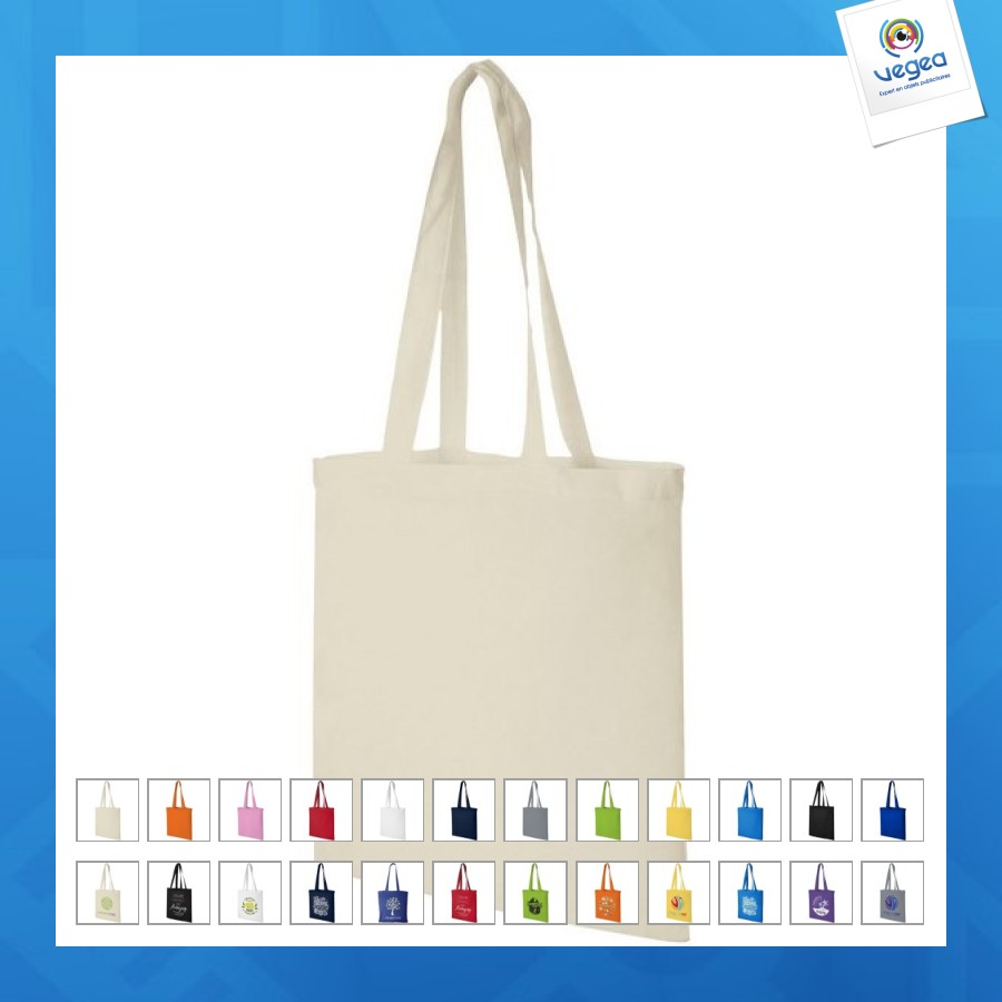 Sac shopping publicitaire coton madras 140g/m² 7l naturel