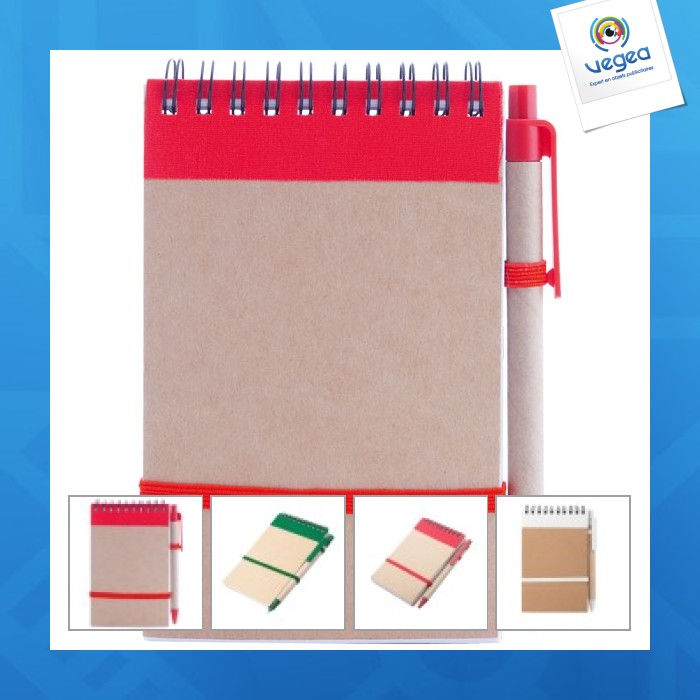 Bloc notes en caron recyclé avec stylo