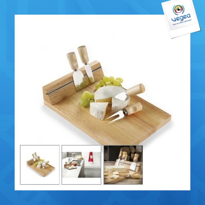 Plateau à fromages publicitaire livré avec 4 couteaux