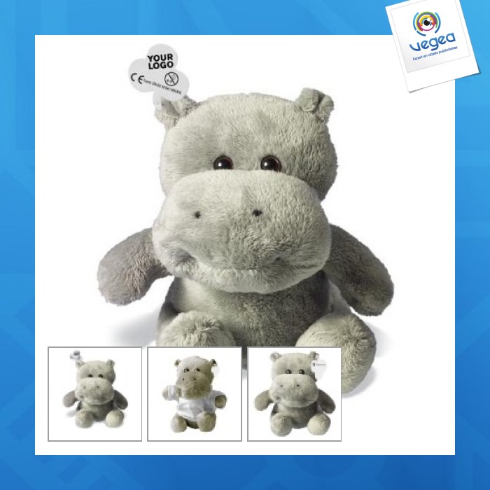 Peluche personnalisable hippopotame, petit modèle, sans t-shirt