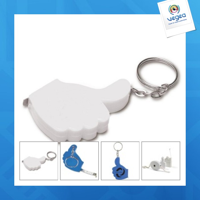 Porte-clés promotionnel mètre ruban 'pouce' 1m
