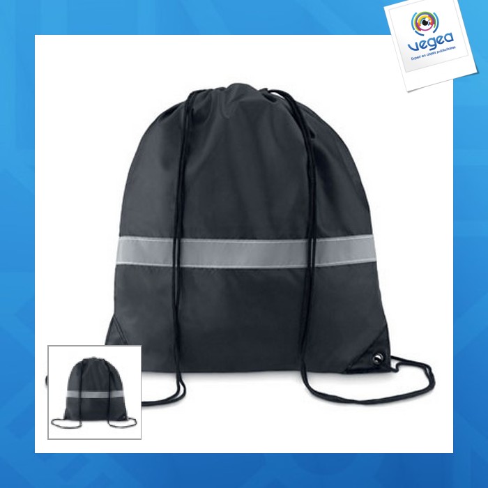 Sac à cordons avec bandes réfléchissantes