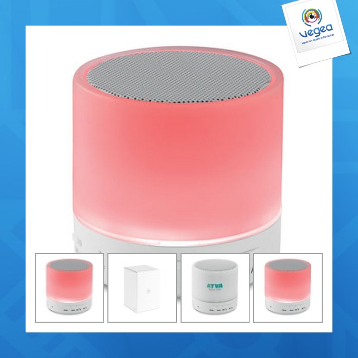 Round white - haut-parleur personnalisable rond avec led