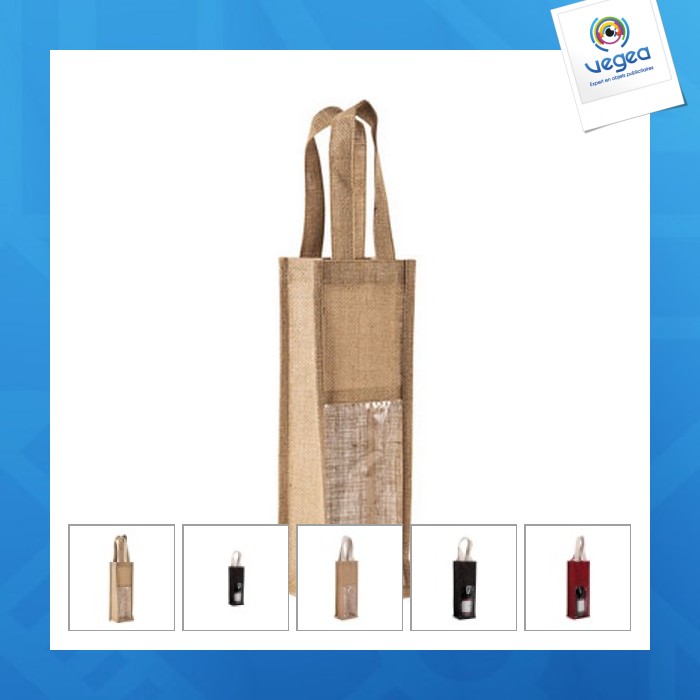 Sac porte-bouteille personnalisable en jute