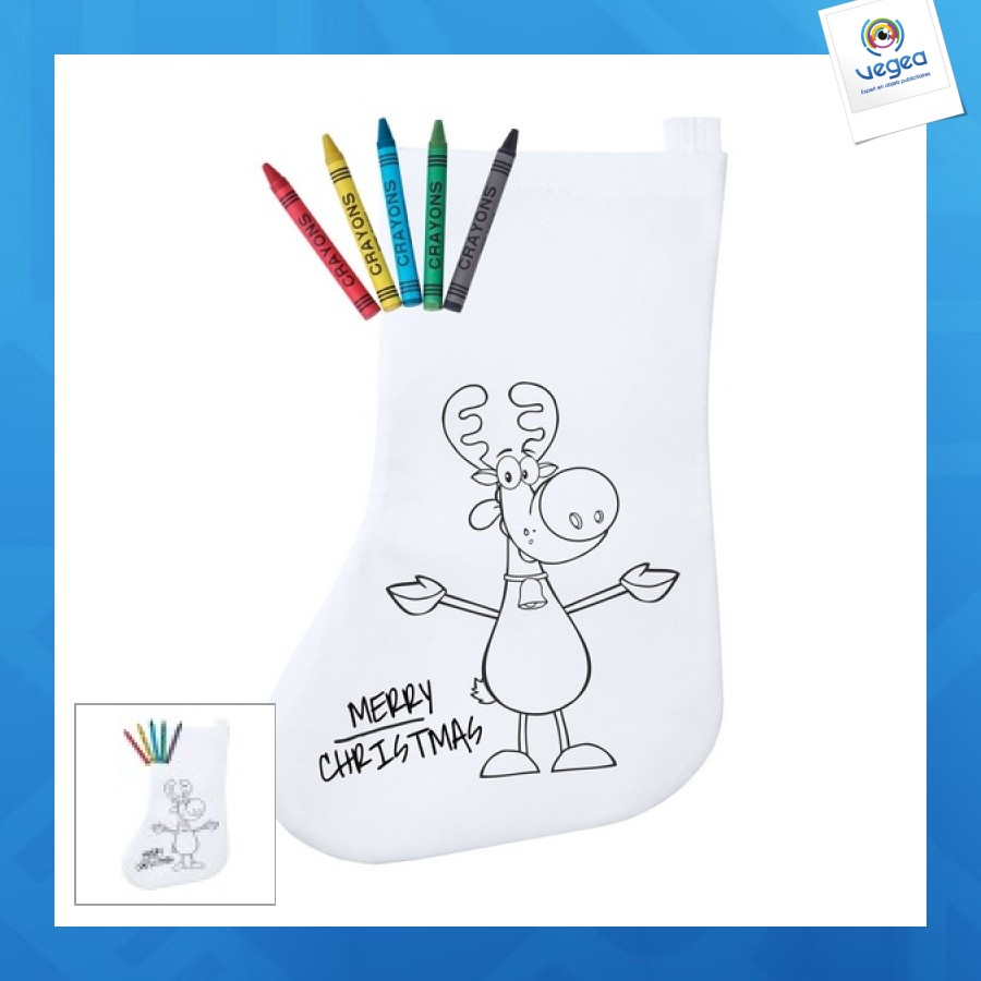 Chaussette de noël à colorier plicom