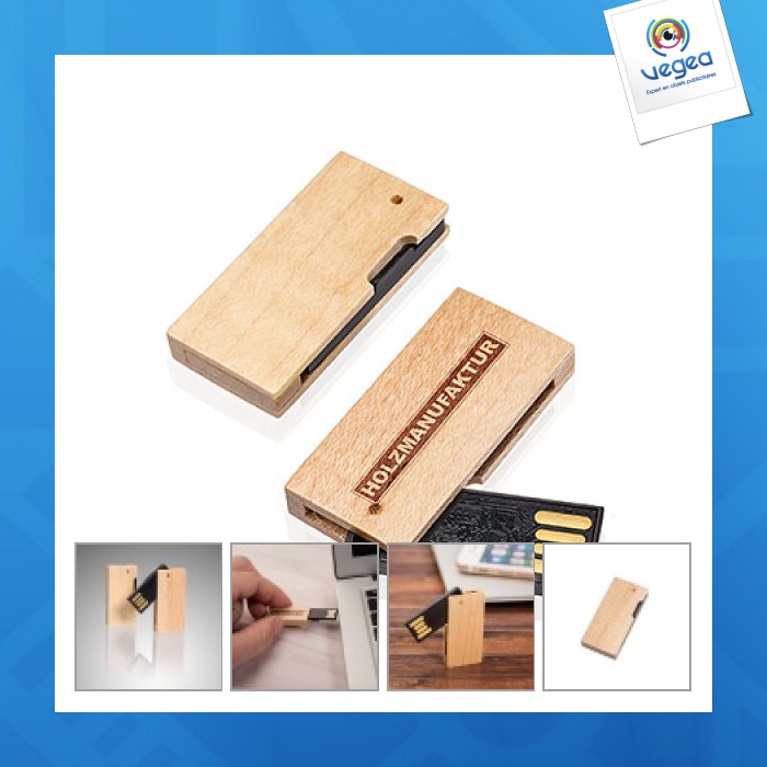 Clé usb promotionnelle rotative en bois