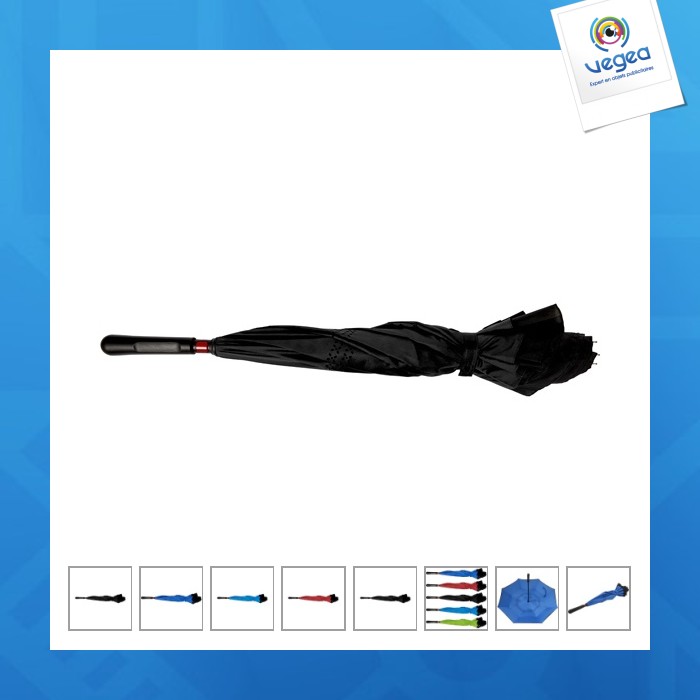 Parapluie réversible personnalisé en polyester pongée 190t