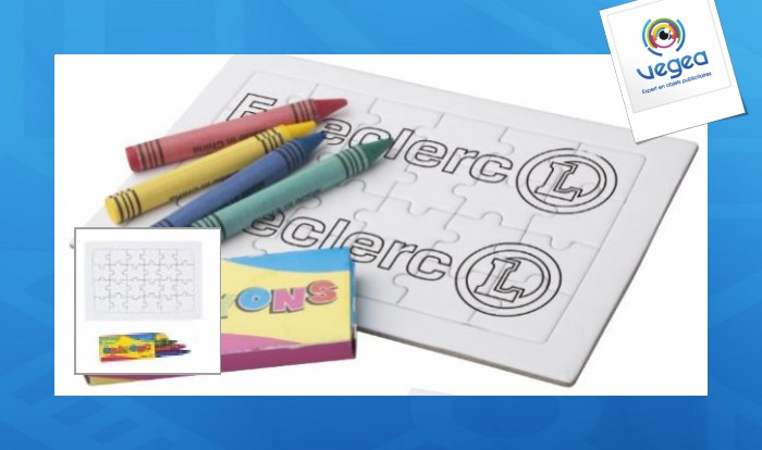 Puzzle à colorier en carton avec 4 pastels