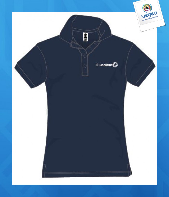 Polo piqué femme bleu