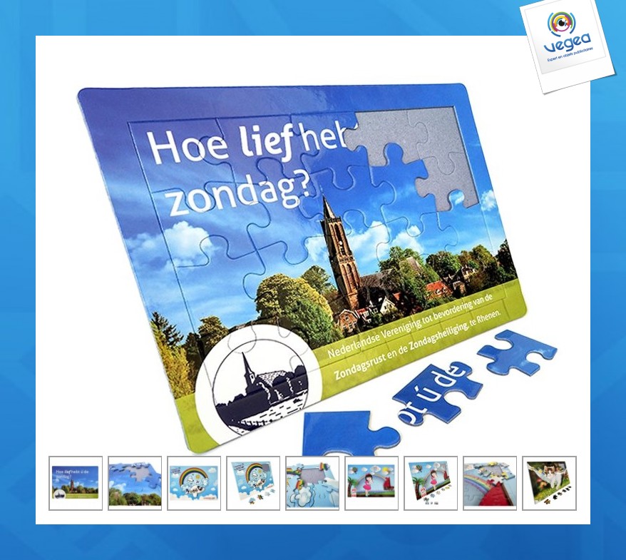 Puzzle avec logo a4 sur socle 19x27cm