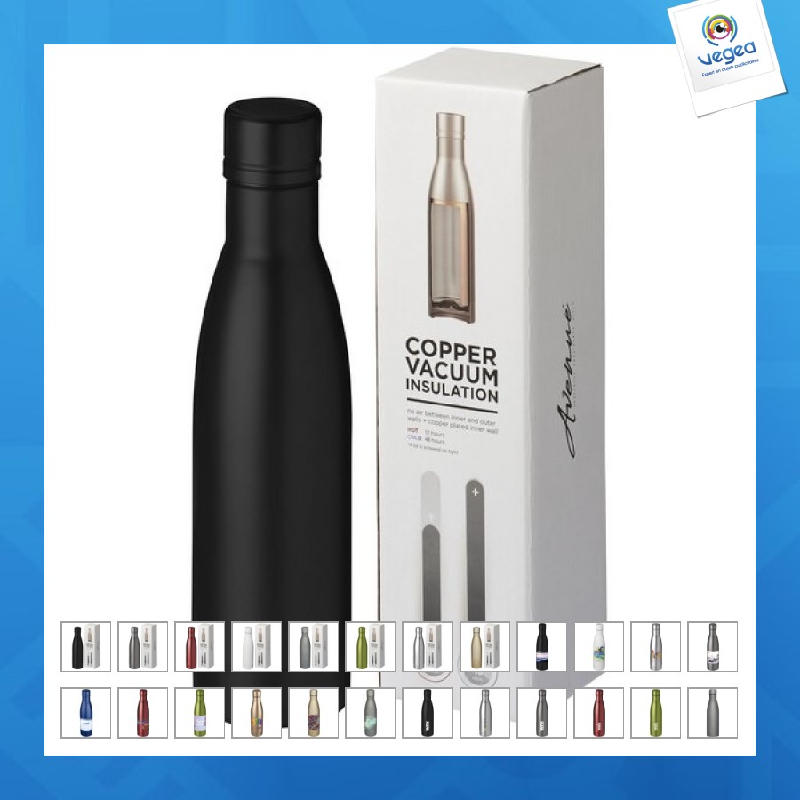 Bouteille isotherme publicitaire vasa sous vide avec couche de cuivre de 500ml