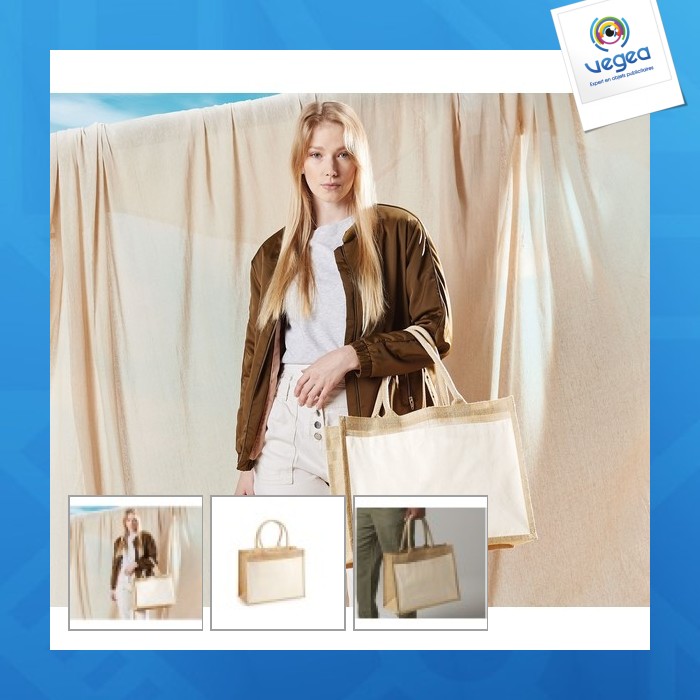 Grand sac en toile de jute personnalisable