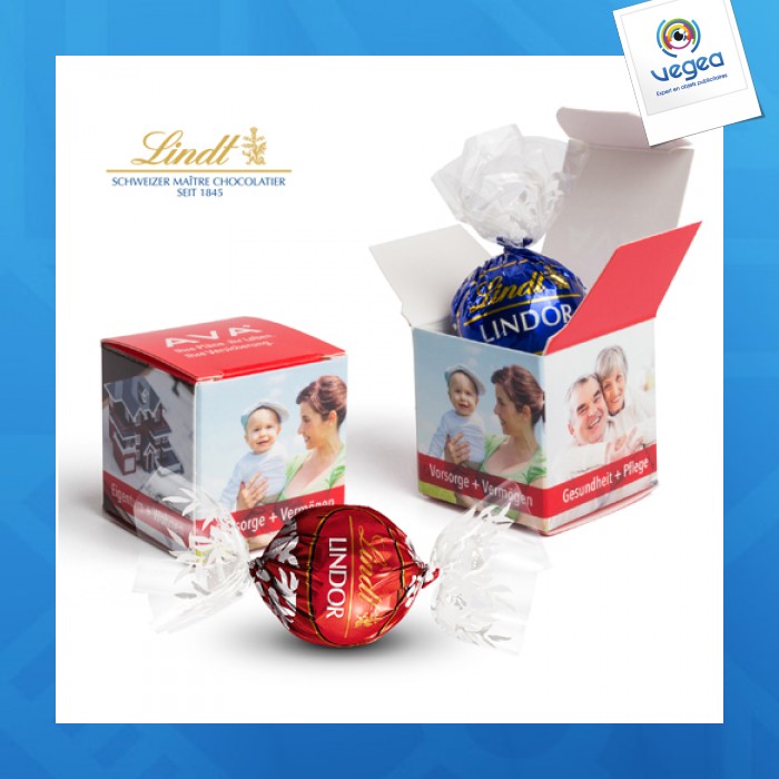 Chocolat lindor dans sa boîte cube