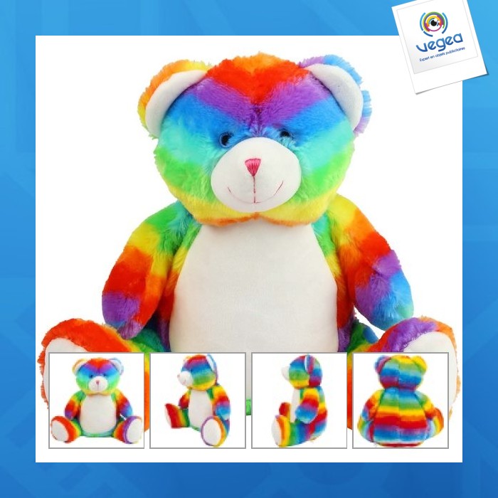 Peluche publicitaire zippée ours multicolore - mumbles