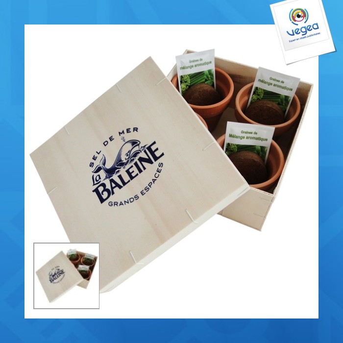 Coffret aromatique en bois 4 pots