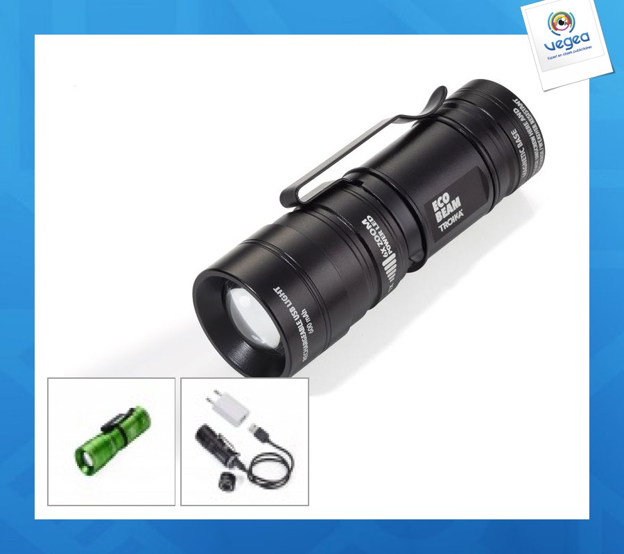 Lampe de poche publicitaire rechargeable