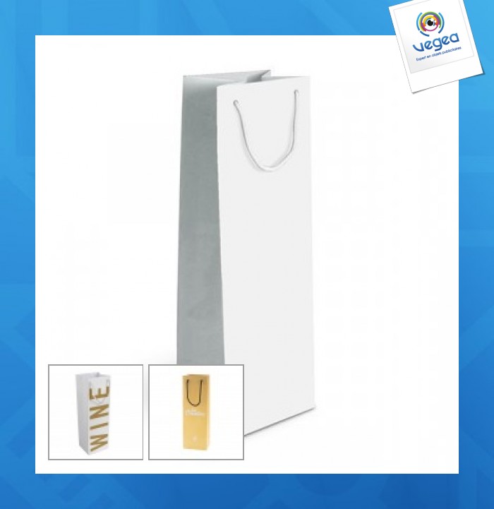 Sac bouteille publicitaire en papier luxe 10x38x10cm