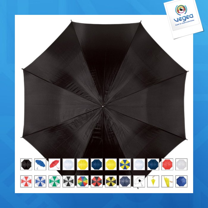 Parapluie automatique publicitaire bicolore à poignée arrondie
