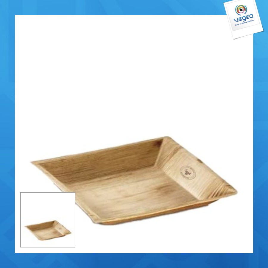 Plateau carré feuille de palmier 17.5x17.5cm